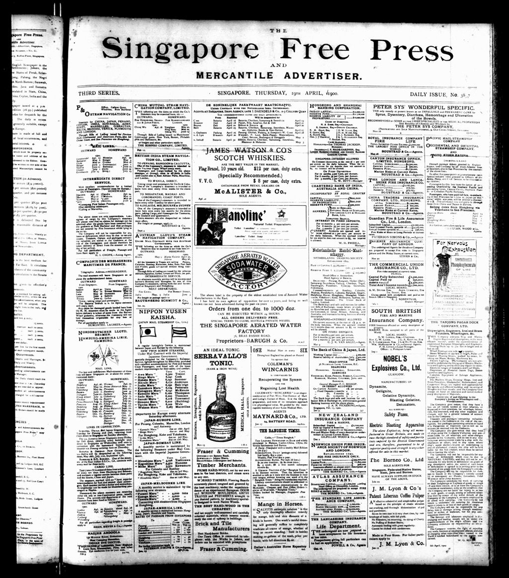 Miniature of Singapore Free Press and Mercantile Advertiser 19 April 1900