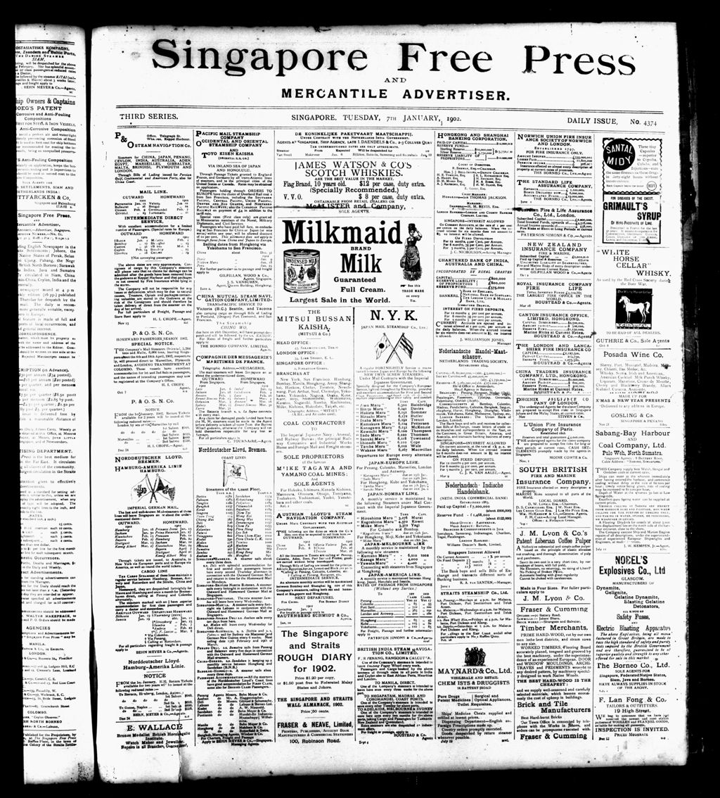 Miniature of Singapore Free Press and Mercantile Advertiser 07 January 1902