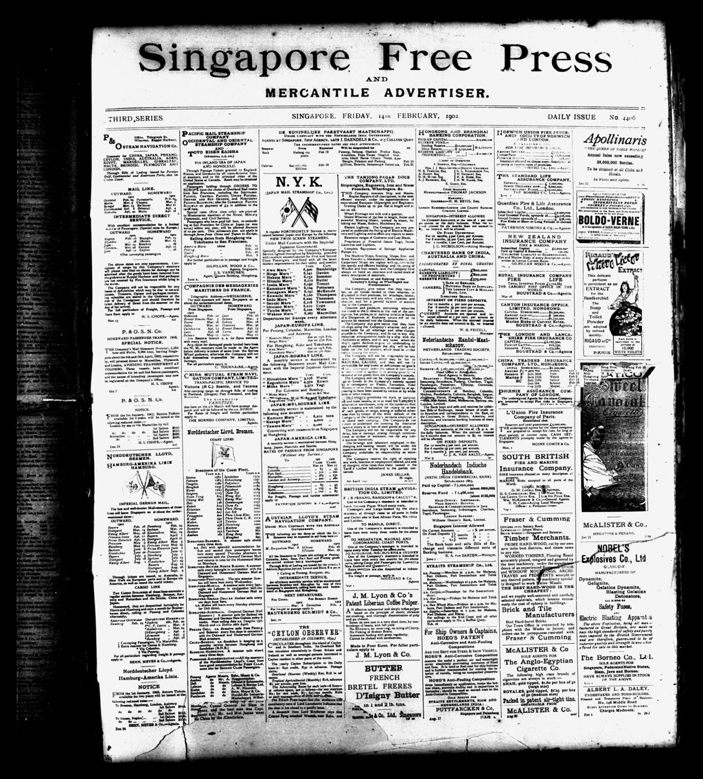 Miniature of Singapore Free Press and Mercantile Advertiser 14 February 1902