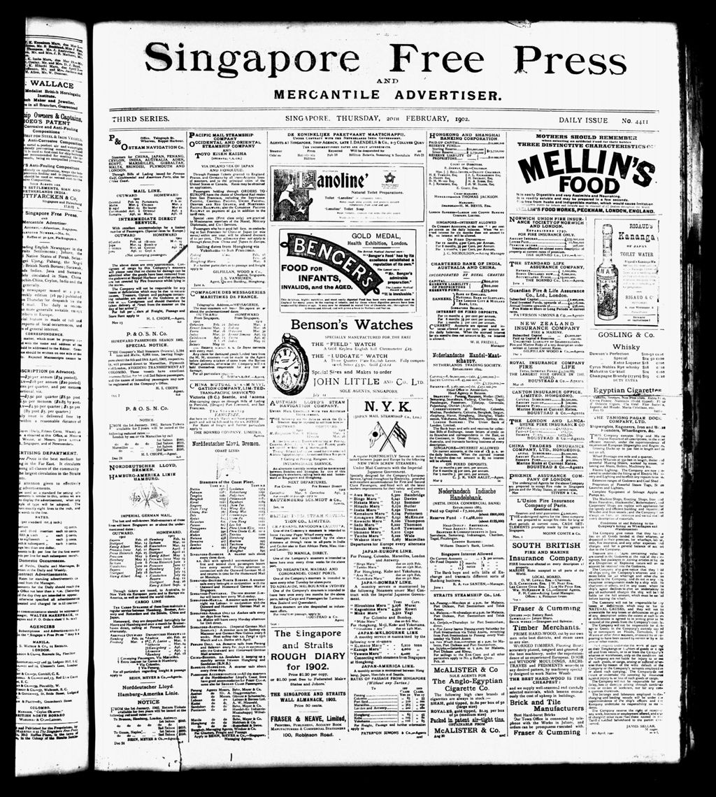 Miniature of Singapore Free Press and Mercantile Advertiser 20 February 1902