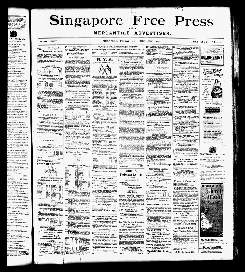 Miniature of Singapore Free Press and Mercantile Advertiser 21 February 1902