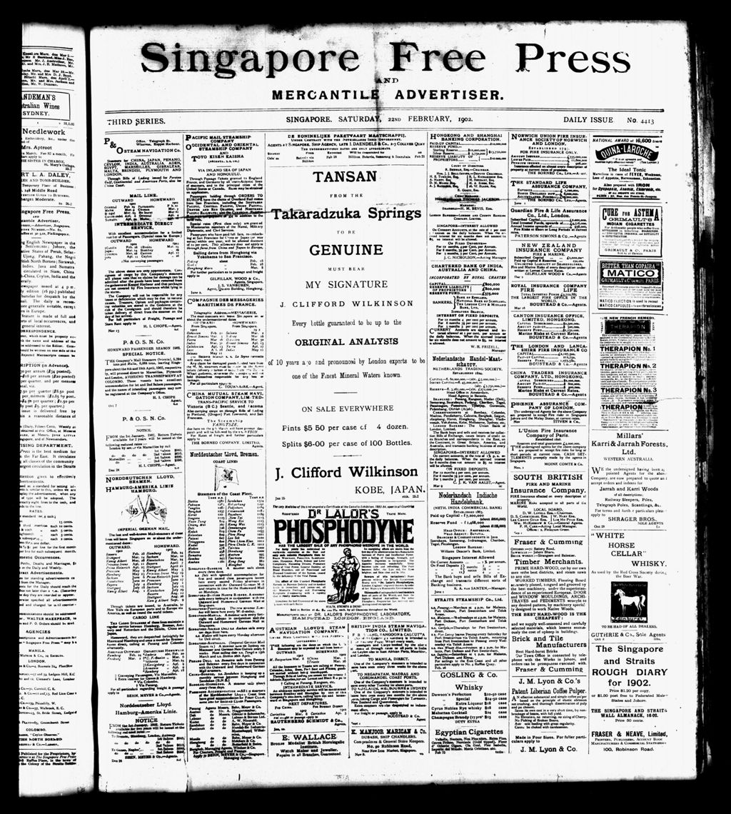 Miniature of Singapore Free Press and Mercantile Advertiser 22 February 1902