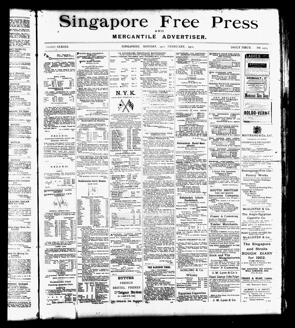 Miniature of Singapore Free Press and Mercantile Advertiser 24 February 1902