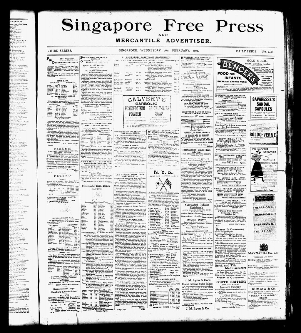 Miniature of Singapore Free Press and Mercantile Advertiser 26 February 1902