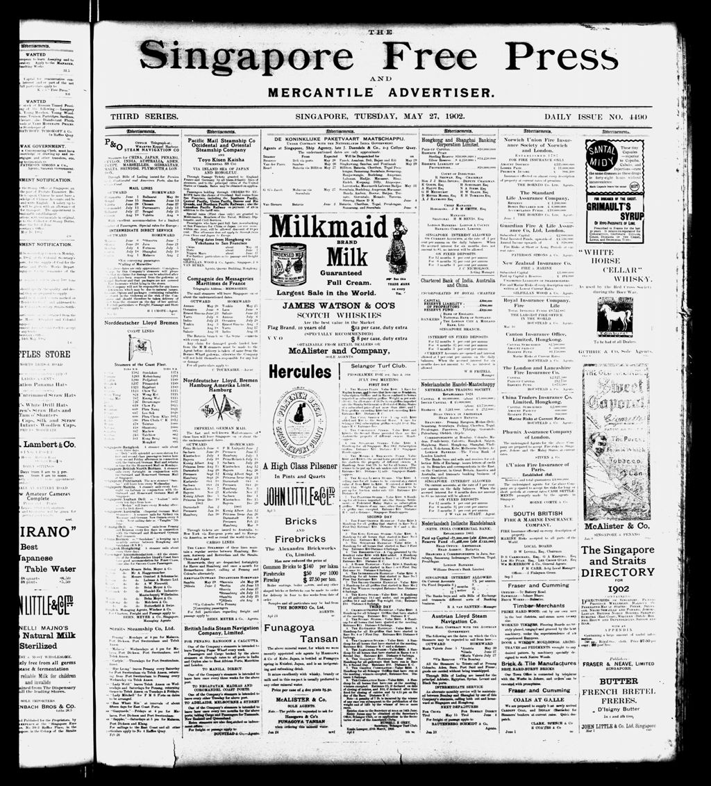 Miniature of Singapore Free Press and Mercantile Advertiser 27 May 1902