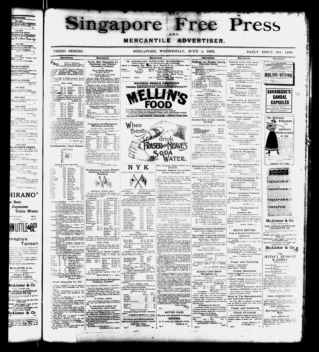 Miniature of Singapore Free Press and Mercantile Advertiser 04 June 1902