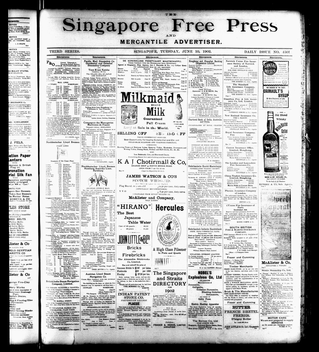 Miniature of Singapore Free Press and Mercantile Advertiser 10 June 1902