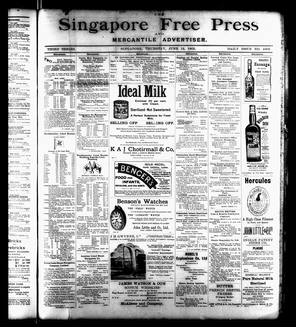 Miniature of Singapore Free Press and Mercantile Advertiser 12 June 1902