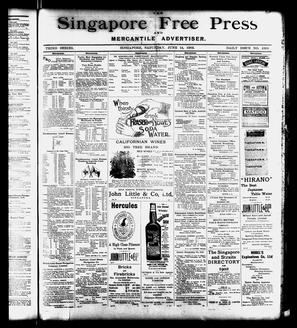 Miniature of Singapore Free Press and Mercantile Advertiser 14 June 1902