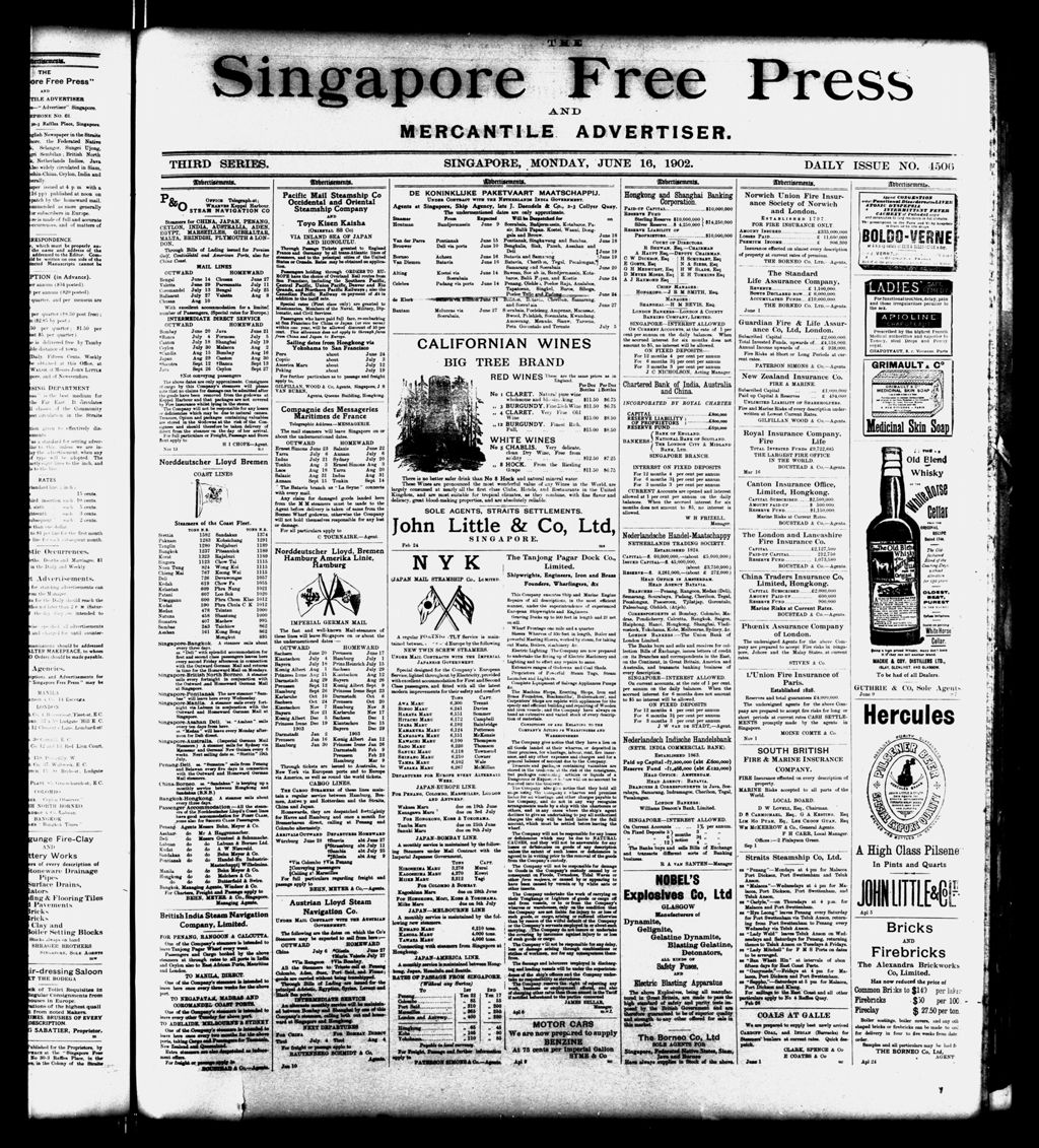 Miniature of Singapore Free Press and Mercantile Advertiser 16 June 1902