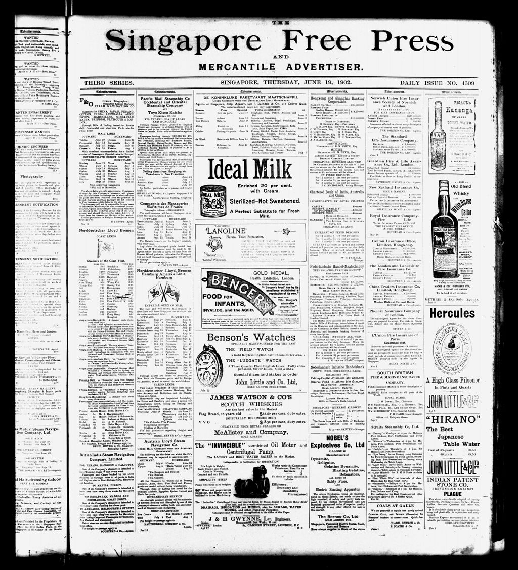 Miniature of Singapore Free Press and Mercantile Advertiser 19 June 1902