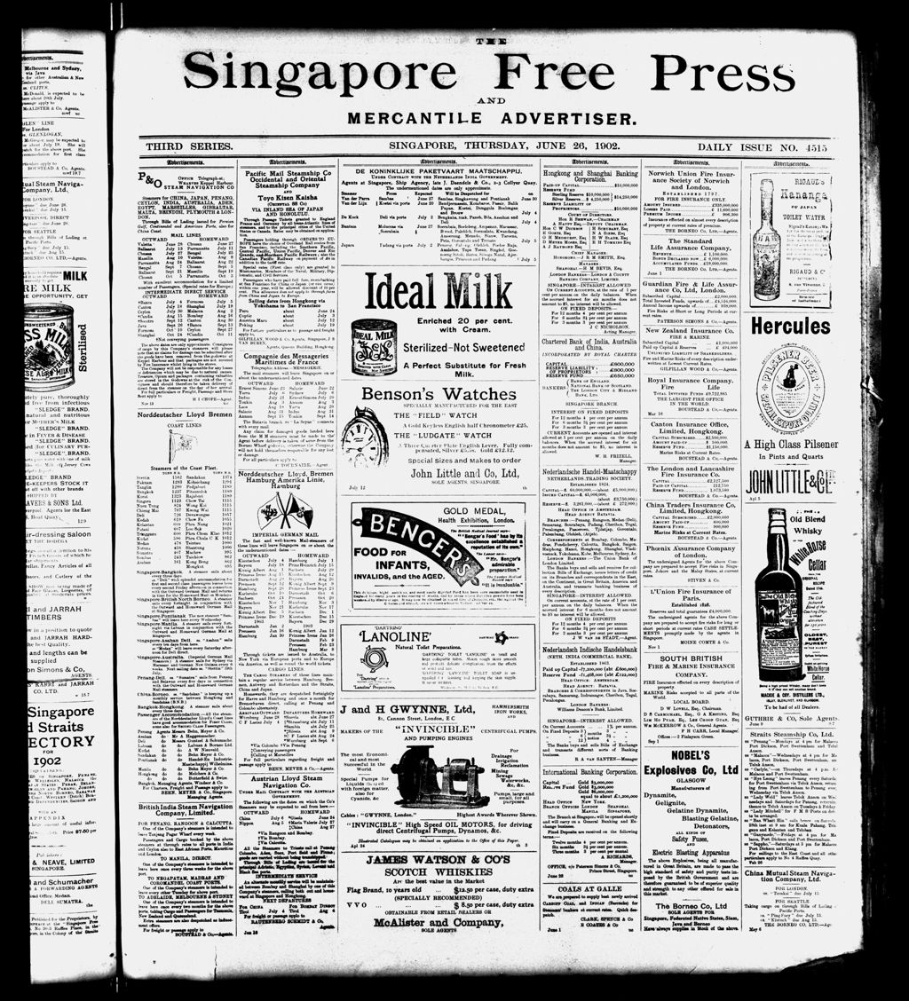 Miniature of Singapore Free Press and Mercantile Advertiser 26 June 1902