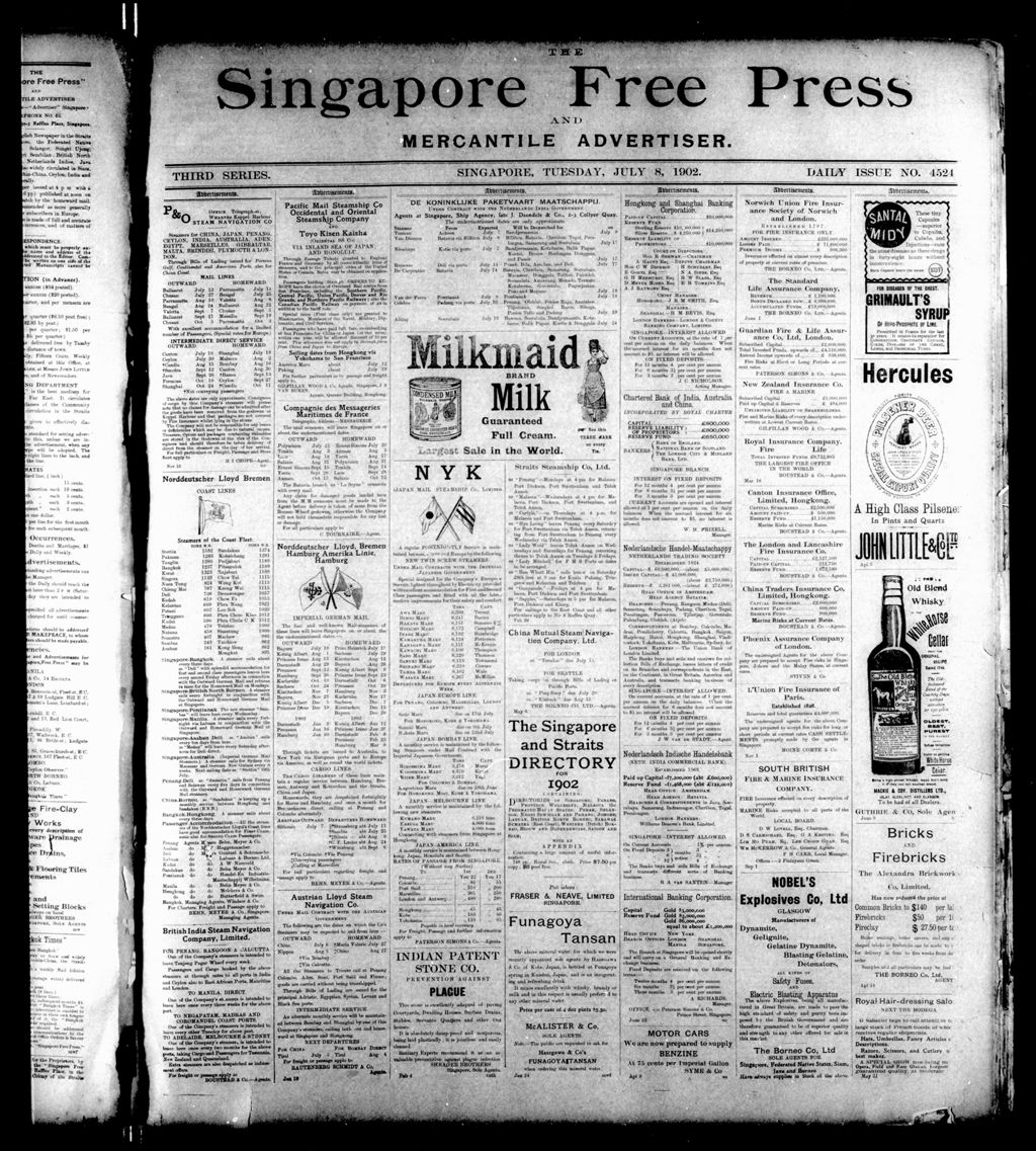 Miniature of Singapore Free Press and Mercantile Advertiser 08 July 1902