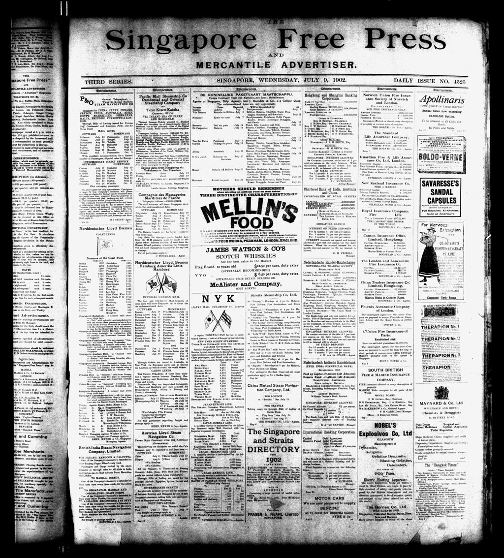 Miniature of Singapore Free Press and Mercantile Advertiser 09 July 1902