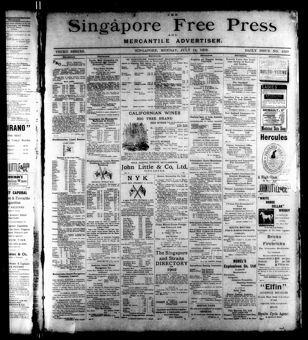 Miniature of Singapore Free Press and Mercantile Advertiser 14 July 1902