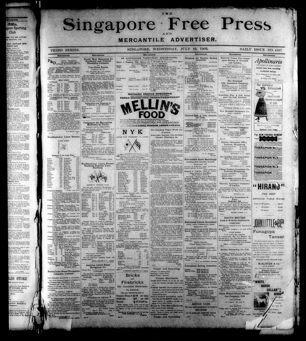 Miniature of Singapore Free Press and Mercantile Advertiser 23 July 1902