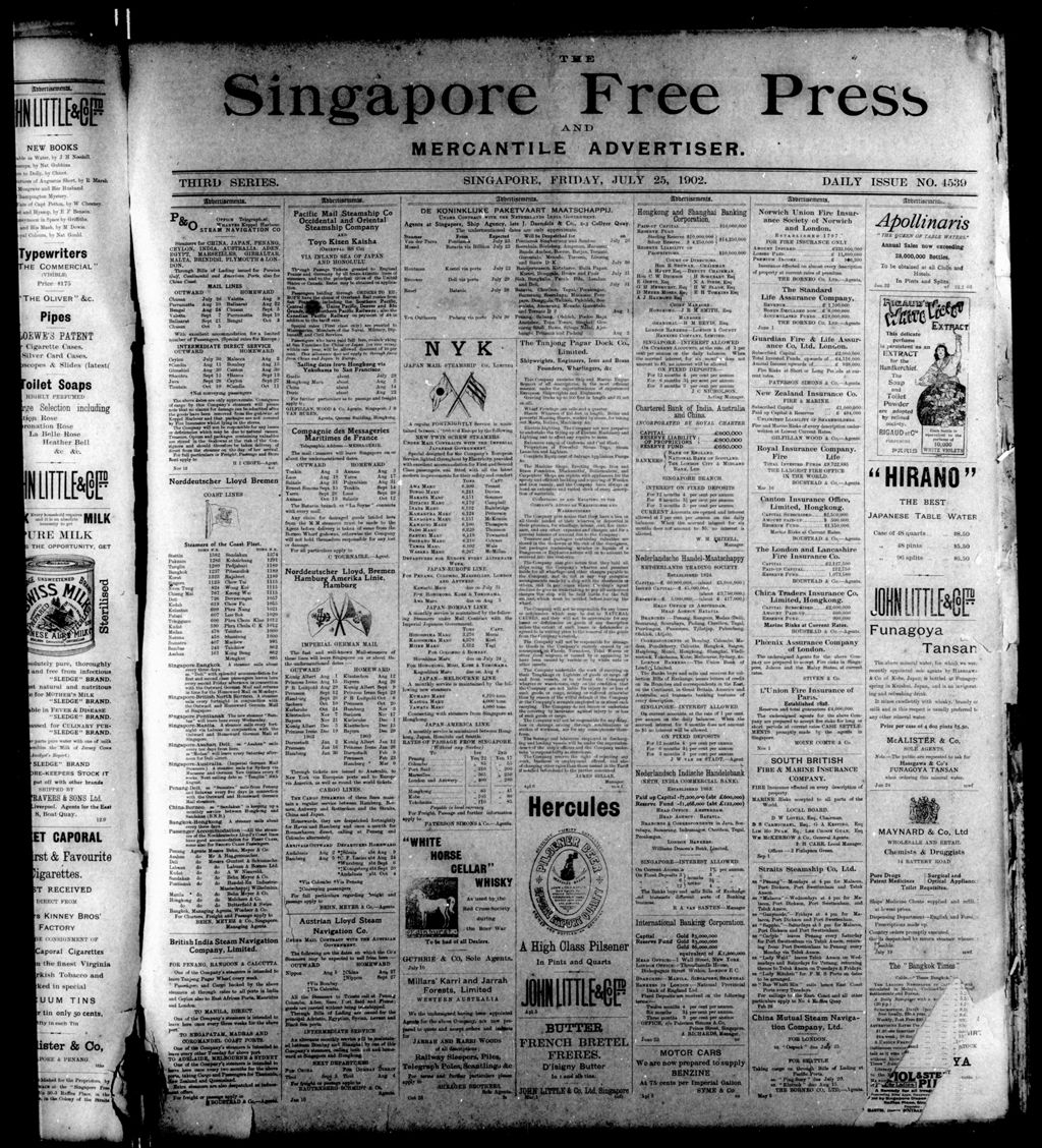 Miniature of Singapore Free Press and Mercantile Advertiser 25 July 1902