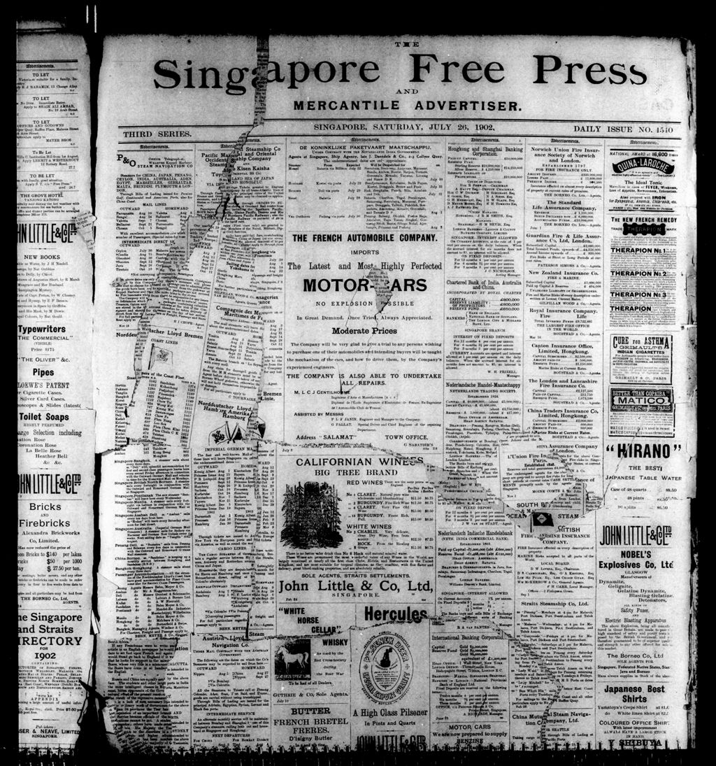 Miniature of Singapore Free Press and Mercantile Advertiser 26 July 1902