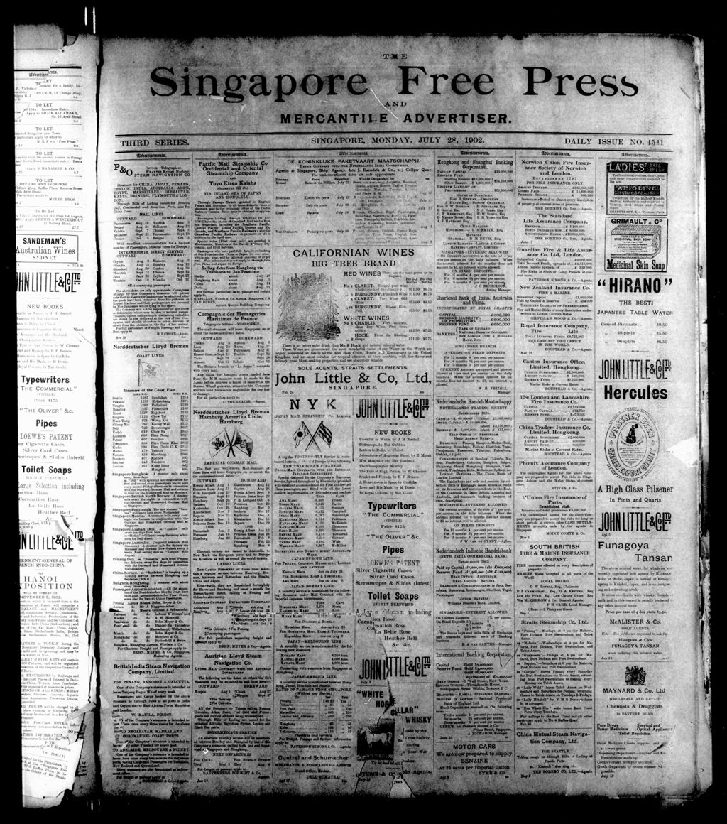 Miniature of Singapore Free Press and Mercantile Advertiser 28 July 1902