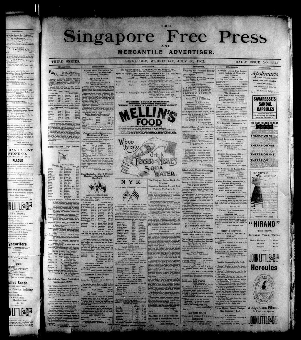 Miniature of Singapore Free Press and Mercantile Advertiser 30 July 1902