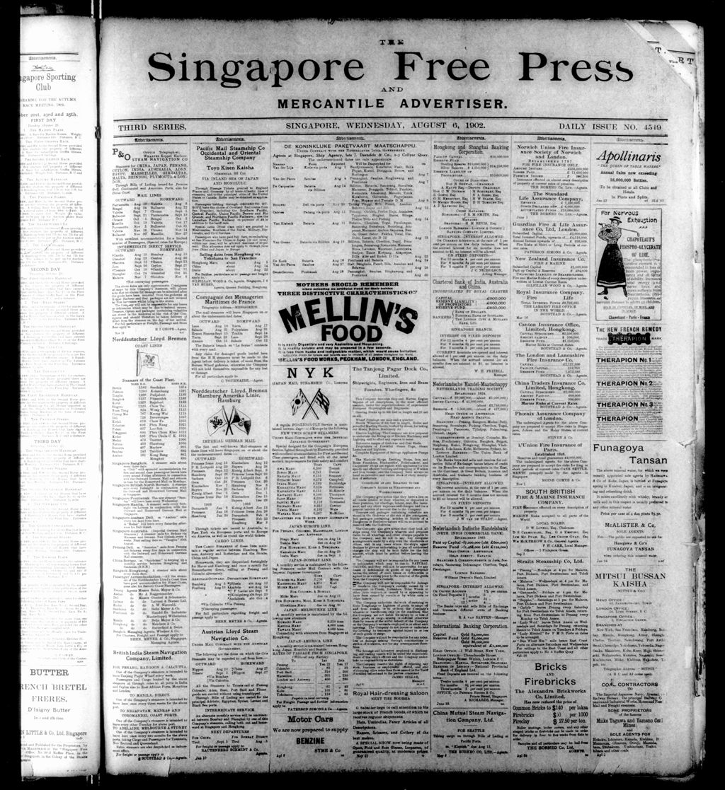 Miniature of Singapore Free Press and Mercantile Advertiser 06 August 1902