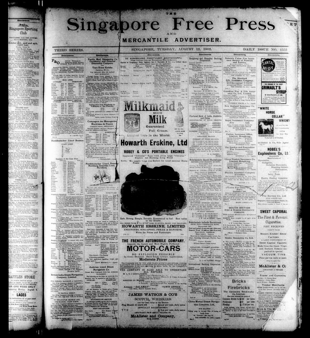 Miniature of Singapore Free Press and Mercantile Advertiser 12 August 1902