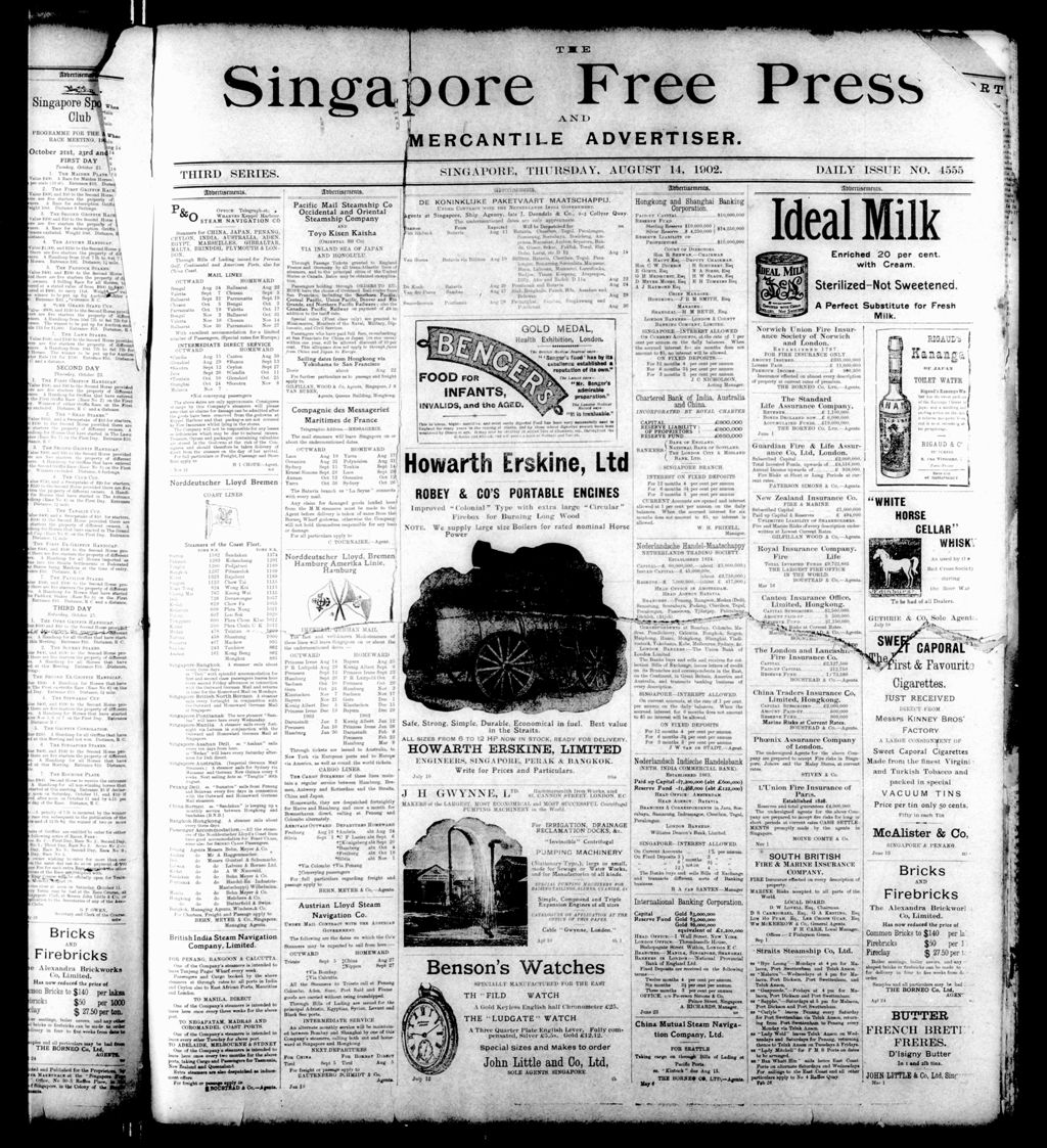 Miniature of Singapore Free Press and Mercantile Advertiser 14 August 1902