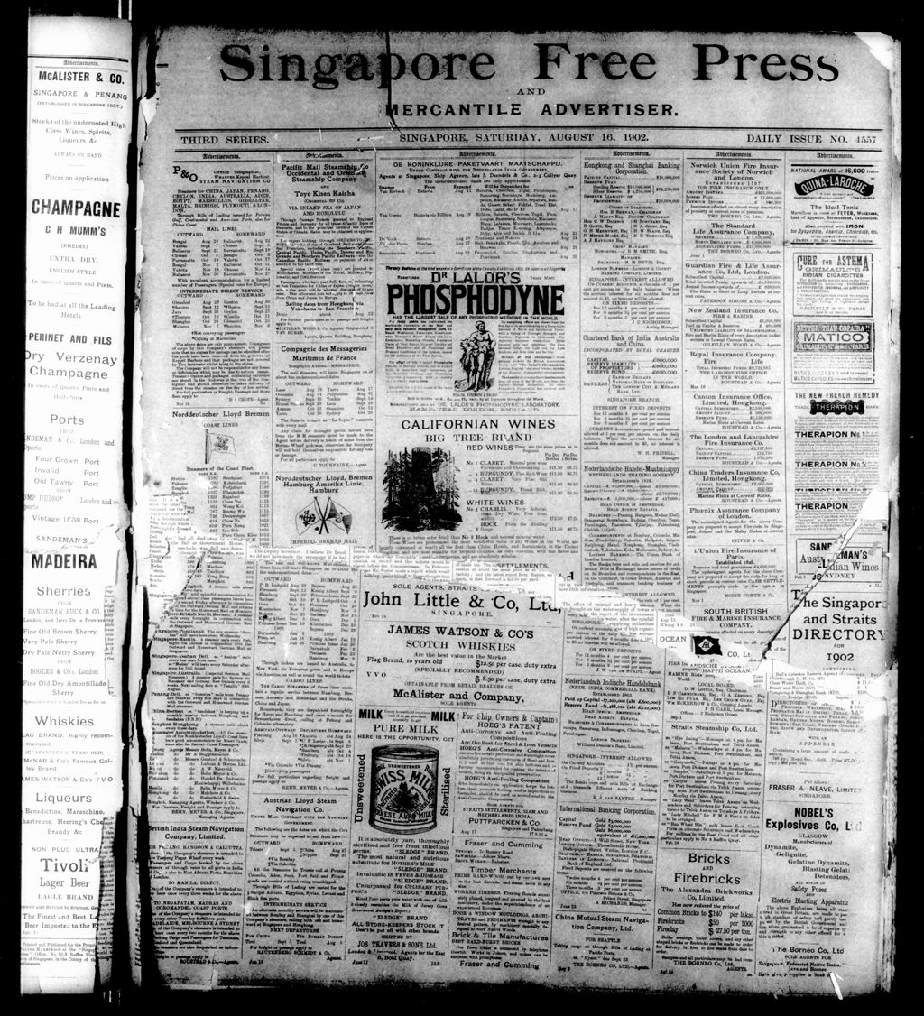 Miniature of Singapore Free Press and Mercantile Advertiser 16 August 1902