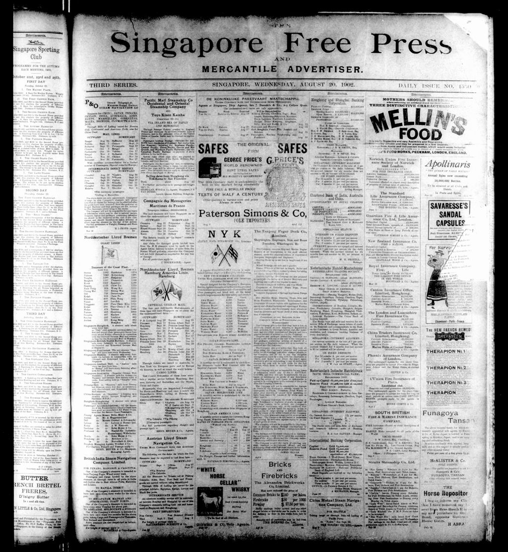 Miniature of Singapore Free Press and Mercantile Advertiser 20 August 1902