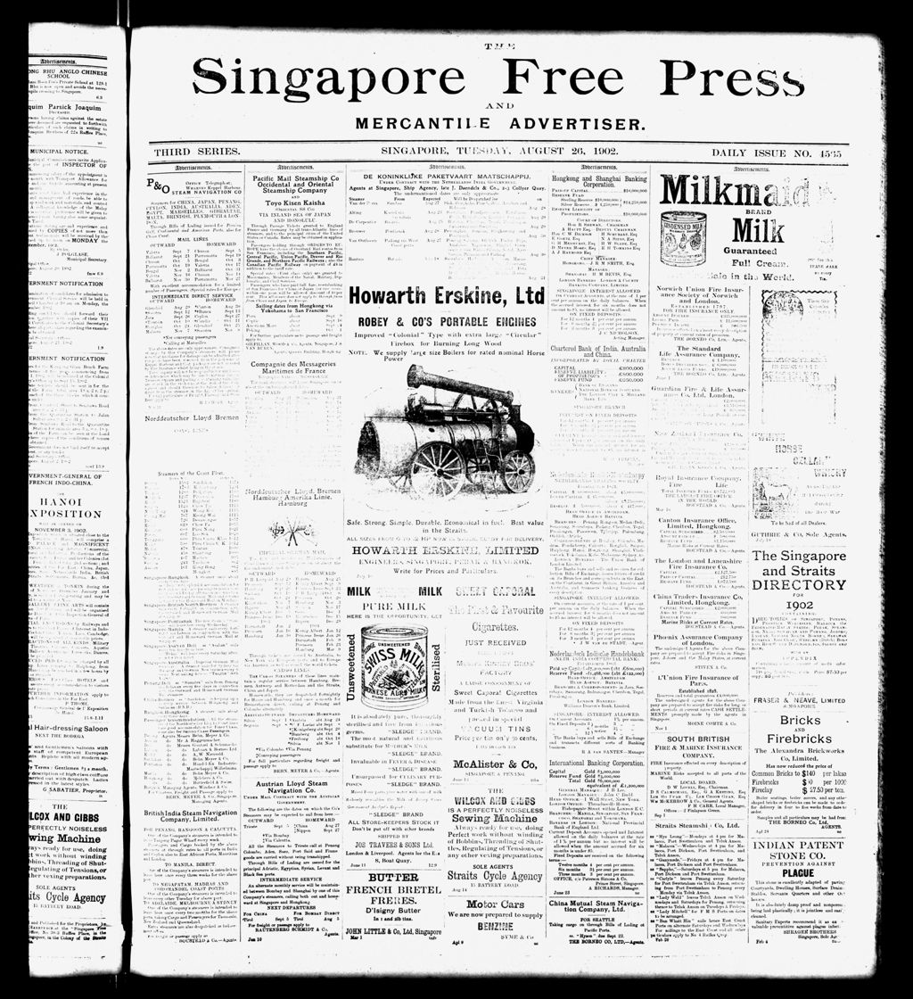 Miniature of Singapore Free Press and Mercantile Advertiser 26 August 1902