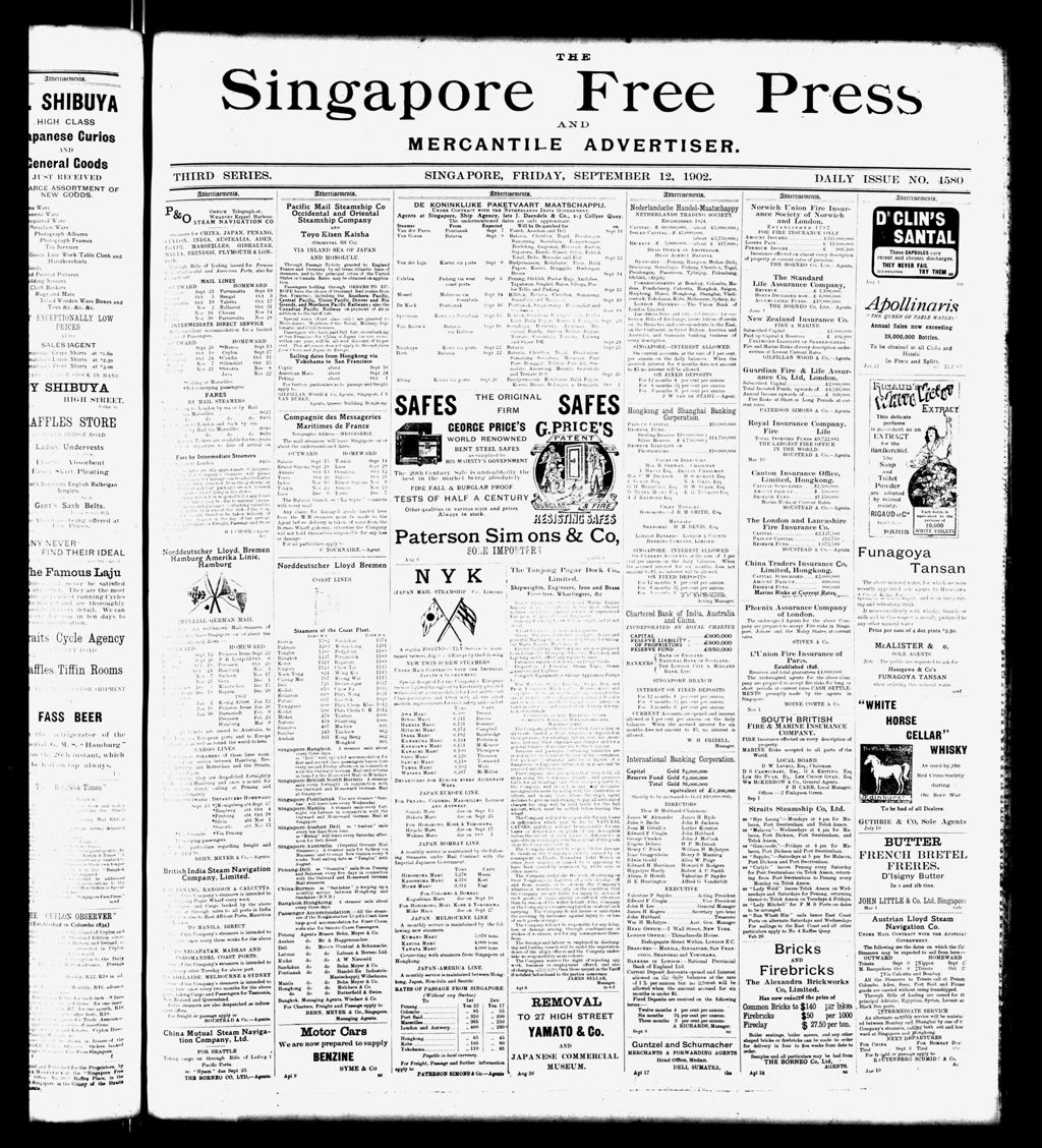 Miniature of Singapore Free Press and Mercantile Advertiser 12 September 1902