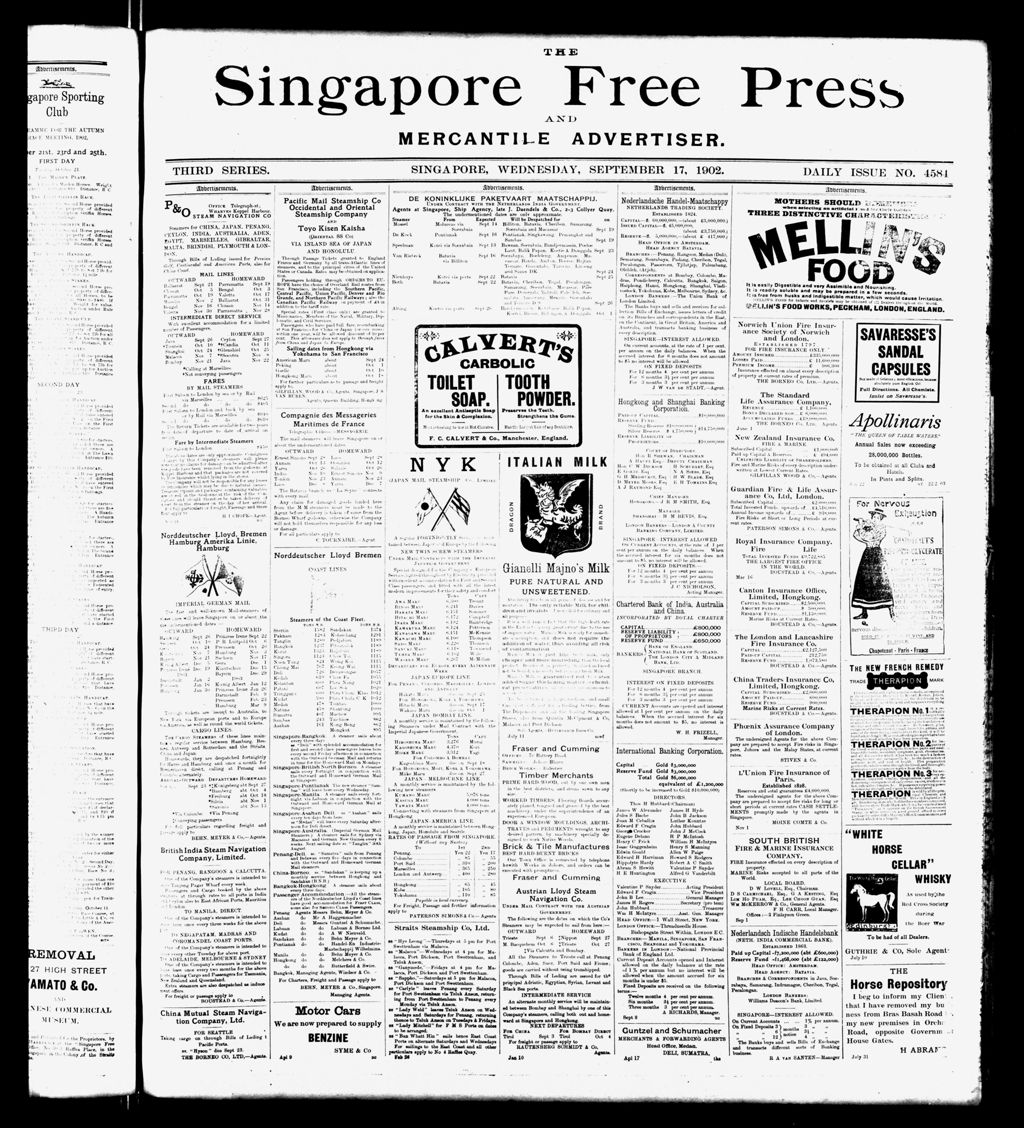 Miniature of Singapore Free Press and Mercantile Advertiser 17 September 1902