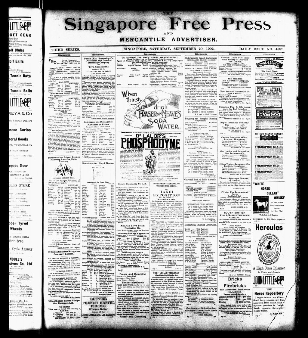 Miniature of Singapore Free Press and Mercantile Advertiser 20 September 1902