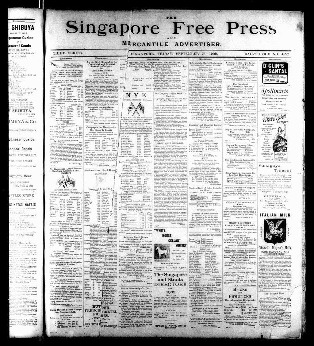 Miniature of Singapore Free Press and Mercantile Advertiser 26 September 1902