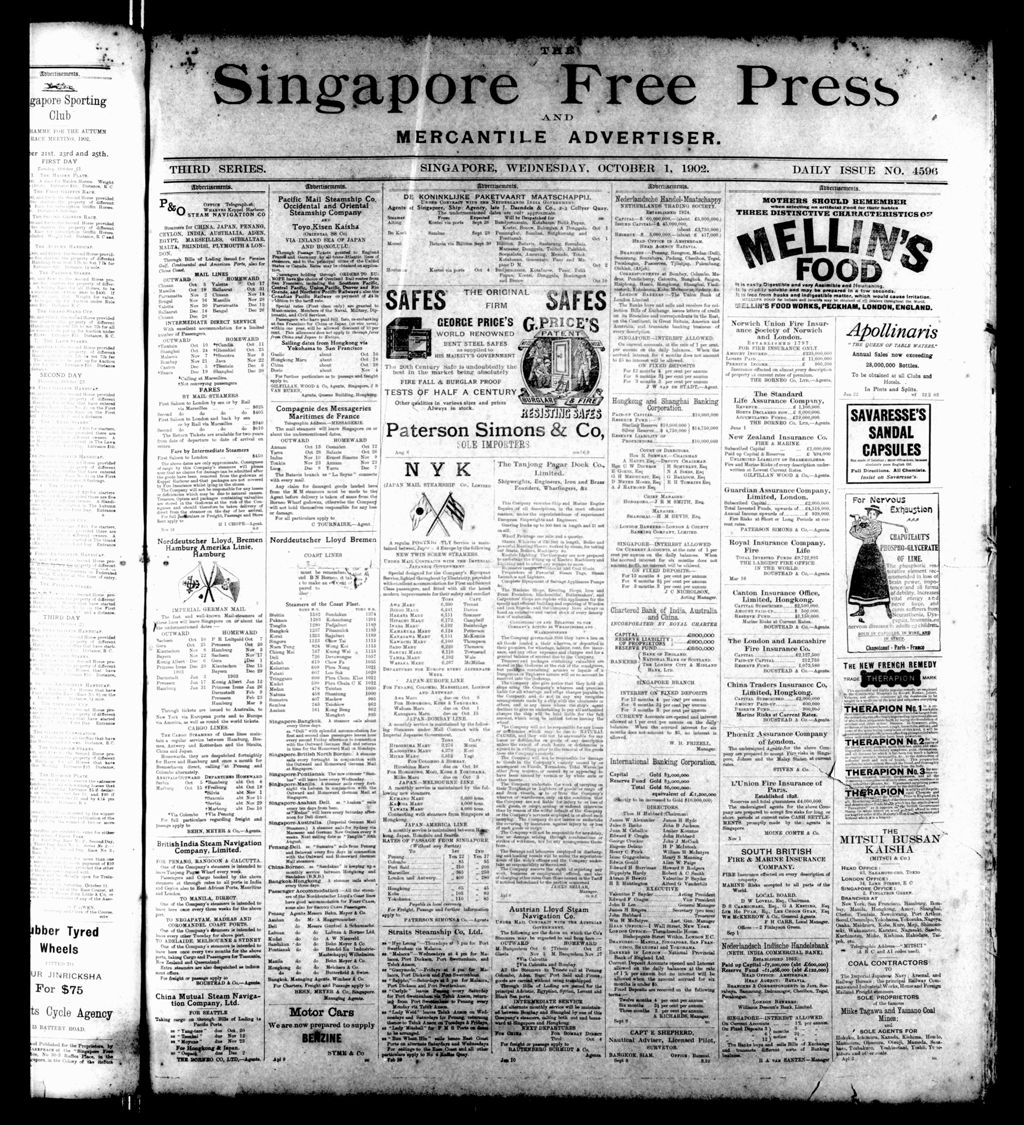 Miniature of Singapore Free Press and Mercantile Advertiser 01 October 1902