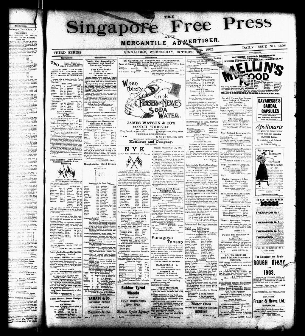 Miniature of Singapore Free Press and Mercantile Advertiser 15 October 1902