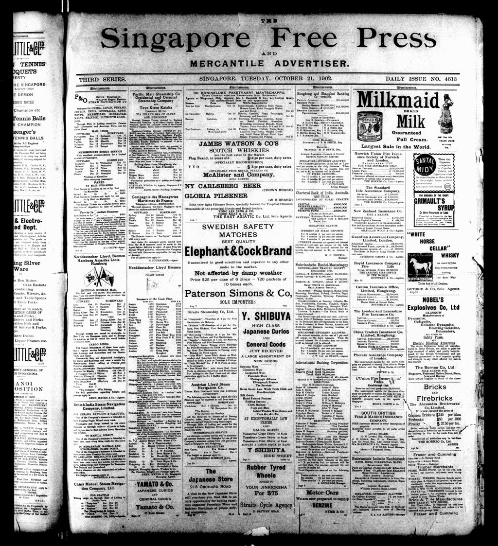 Miniature of Singapore Free Press and Mercantile Advertiser 21 October 1902