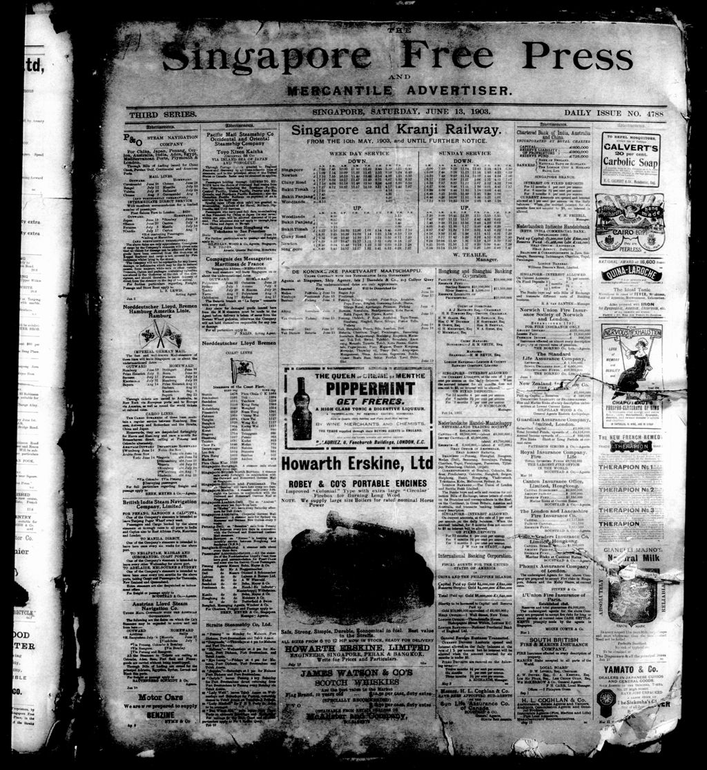 Miniature of Singapore Free Press and Mercantile Advertiser 13 June 1903