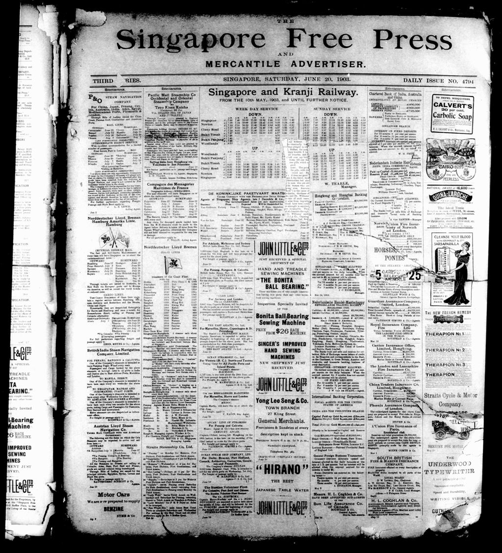 Miniature of Singapore Free Press and Mercantile Advertiser 20 June 1903