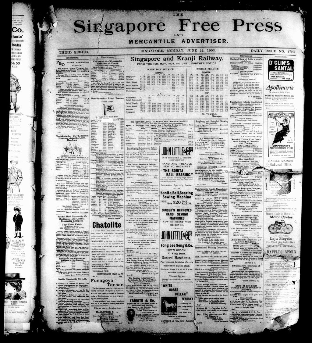 Miniature of Singapore Free Press and Mercantile Advertiser 22 June 1903