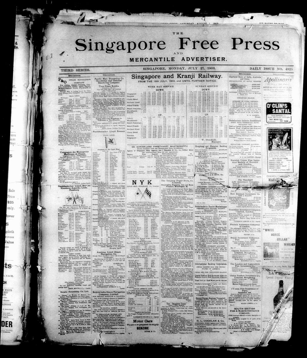 Miniature of Singapore Free Press and Mercantile Advertiser 27 July 1903