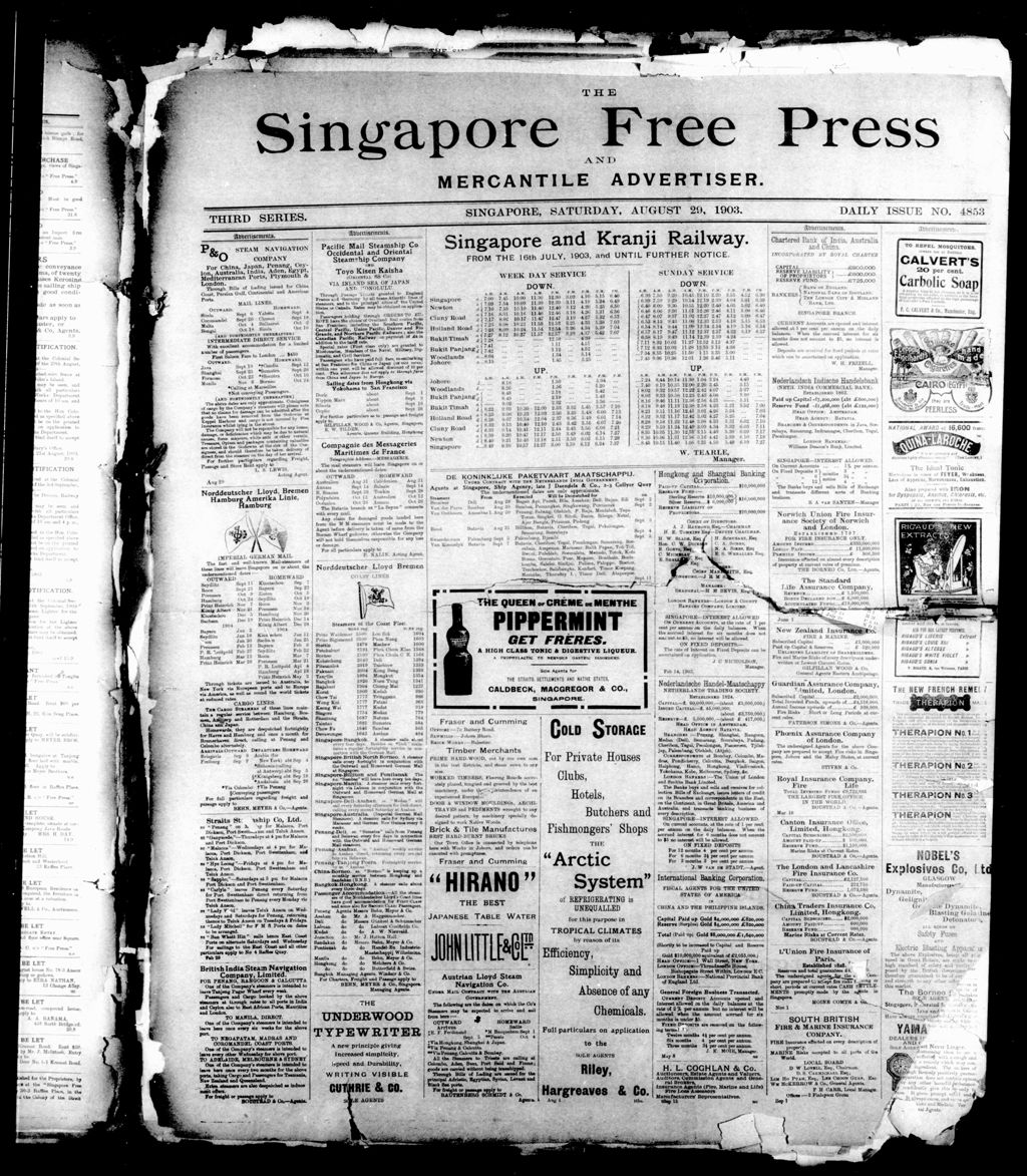 Miniature of Singapore Free Press and Mercantile Advertiser 29 August 1903