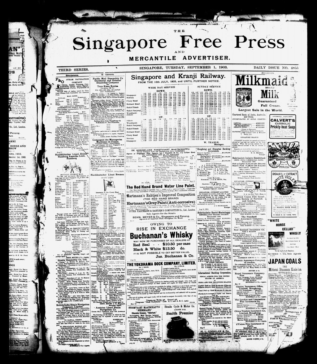 Miniature of Singapore Free Press and Mercantile Advertiser 01 September 1903