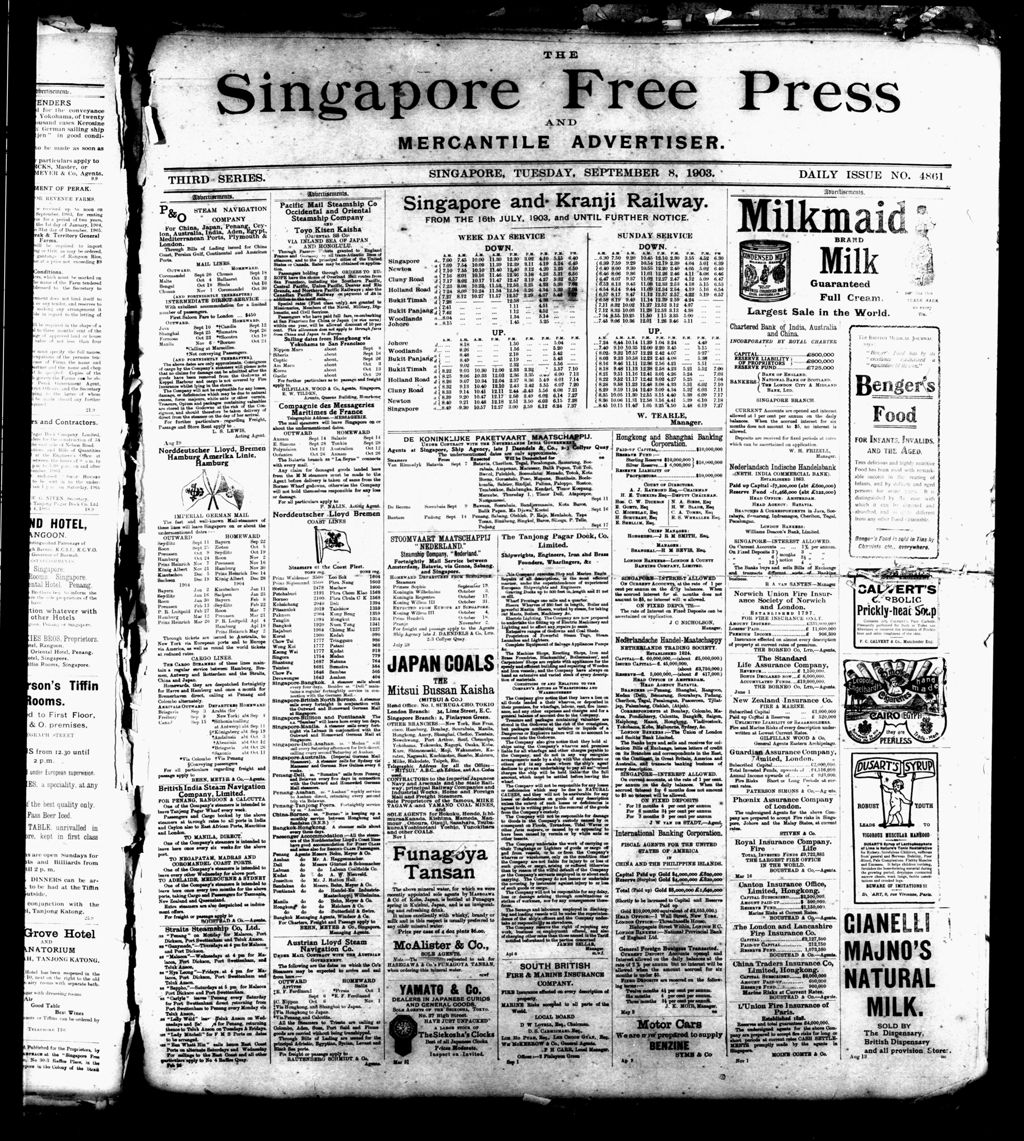 Miniature of Singapore Free Press and Mercantile Advertiser 08 September 1903