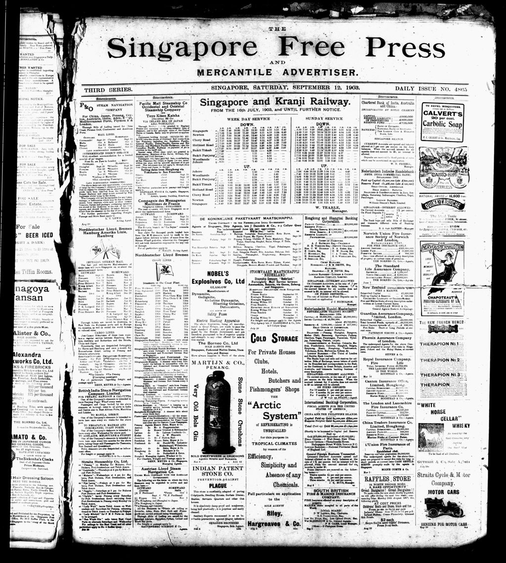 Miniature of Singapore Free Press and Mercantile Advertiser 12 September 1903