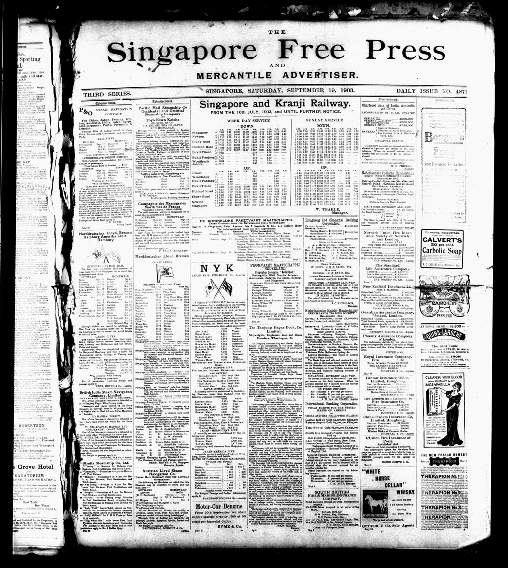 Miniature of Singapore Free Press and Mercantile Advertiser 19 September 1903