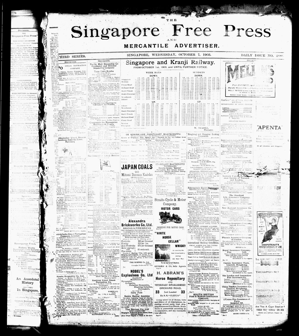 Miniature of Singapore Free Press and Mercantile Advertiser 07 October 1903