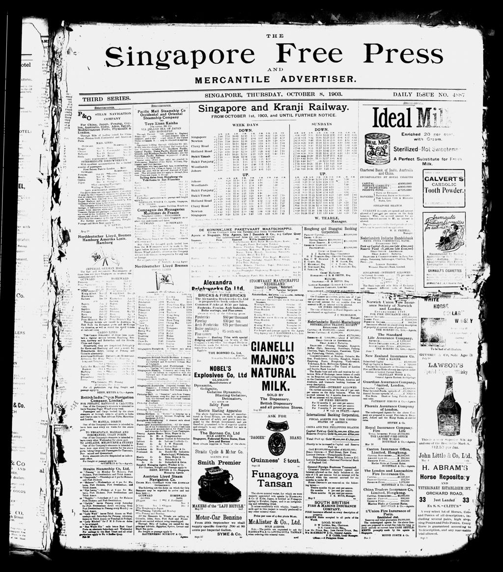 Miniature of Singapore Free Press and Mercantile Advertiser 08 October 1903