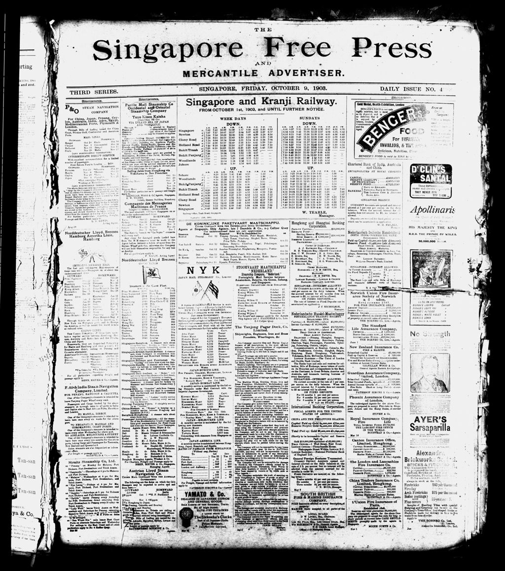 Miniature of Singapore Free Press and Mercantile Advertiser 09 October 1903