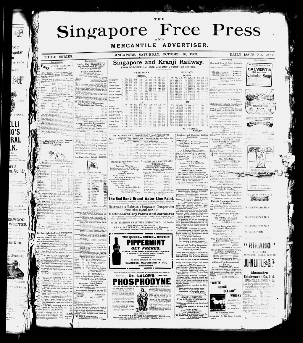 Miniature of Singapore Free Press and Mercantile Advertiser 10 October 1903